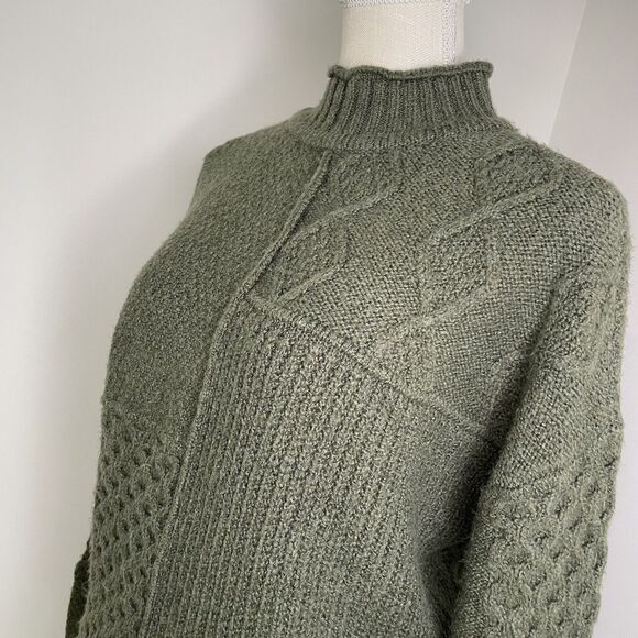 American Eagle Green Fishermans Sweater Women's Size XS Oversized Mock Neck - Picture 5 of 12